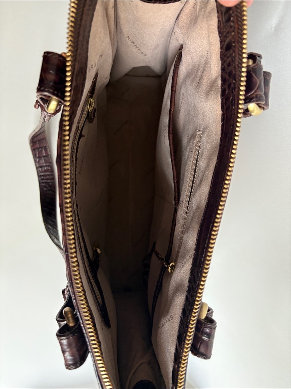 Brahmin Anywhere Tote- Truffle Melbourne Croc-Embossed Leather Tote in Brown - Picture 6 of 9